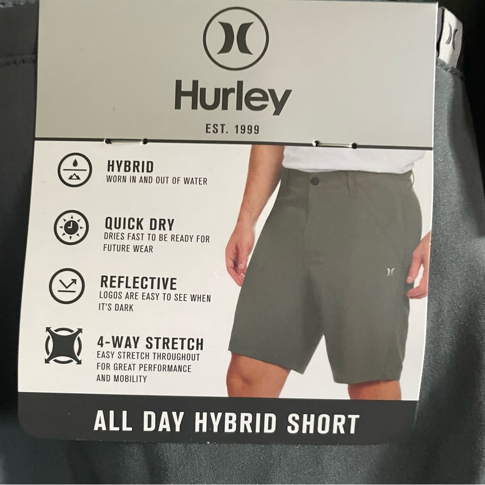 Hurley All Day Hybrid Shorts NWT Men’s Size 40 Gray Stretch Performance